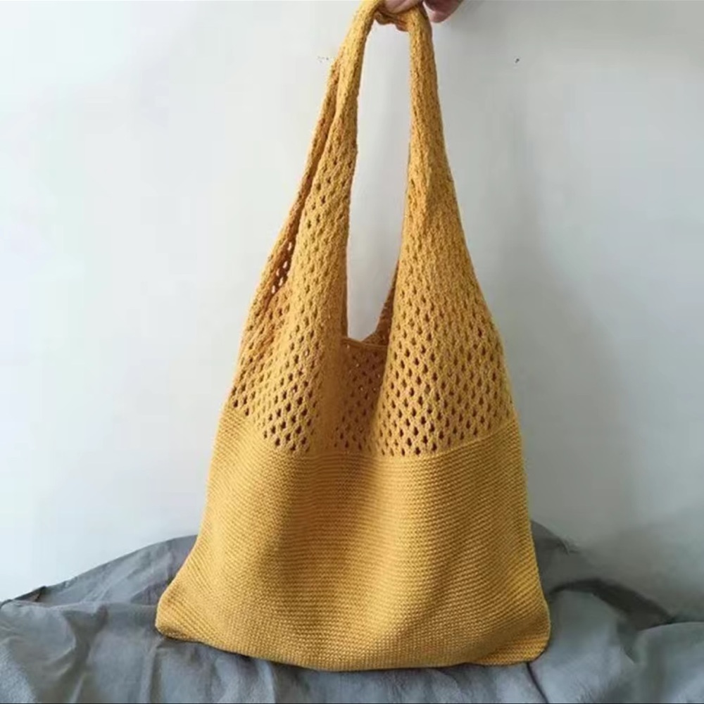 Boho NWT 2 Colors Simple Retro Hollow Crochet Bag you get 2